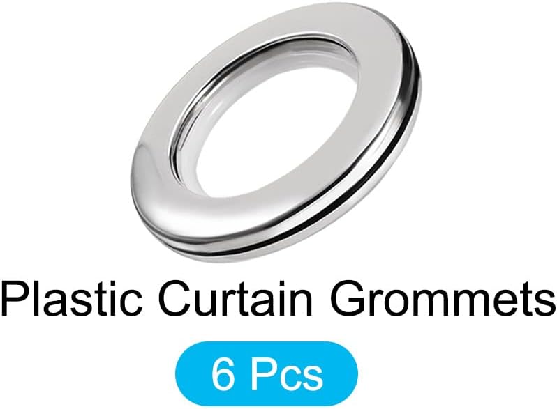 METALLIXITY Curtain Grommets, (1.5 Inch) 6Pcs, Plastic Drapery Roman Ring - for Household Window Door Rods, Silver Tone - Image 5